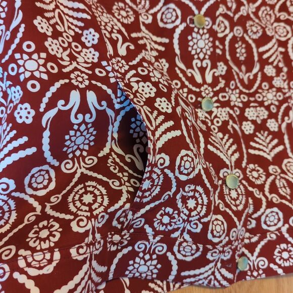Liz Claiborne Jacket Blazer Womens 12 Red Burgandy Paisley Button Up - Picture 4 of 9